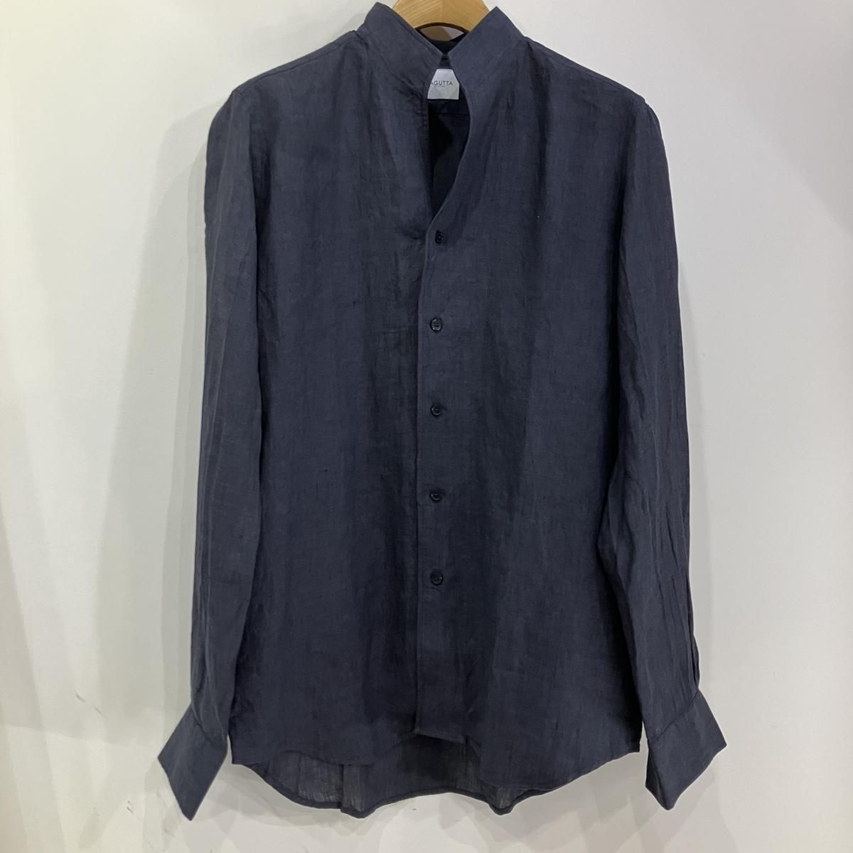 BAGUTTA バグッタ ワイドカラー リネン シャツ 38 ブラック 黒 BAGUTTA バグッタ ワイドカラー リネン シャツ 38 ブラック 黒