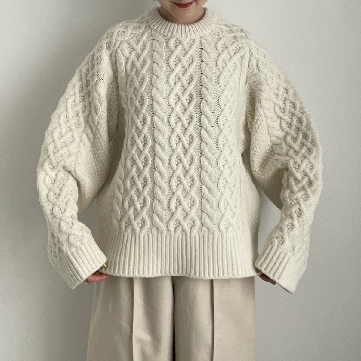 TENNE HANDCRAFTED MODERN volume sleeve alan knit pullover/009*KN#IT -  ARTHUR FASHION WORLD