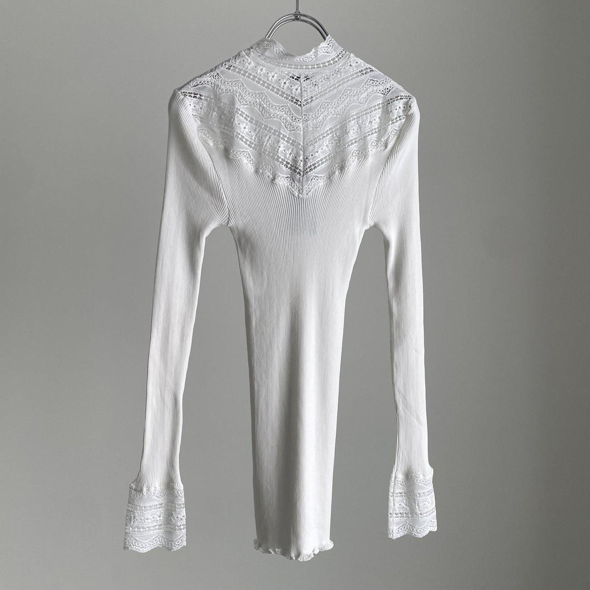 ROSEMUNDE シルクハイネックレース長袖カットソー/5023*CS#IT