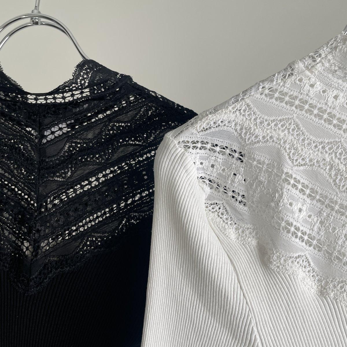 美品　rosemunde ロサムンドシルク混ハイネックレースインナー　長袖　黒 シルクレース ハイネックロングスリーブ／ROSEMUNDE（ロサムンド