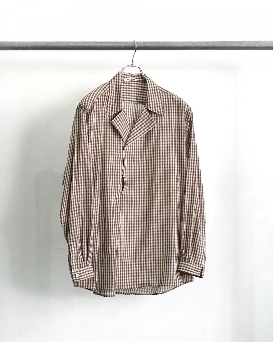 25SS AURALEE AIRY LIGHT COTTON CHECK P/O SHIRT / A25SS02GC 25SS AURALEE AIRY LIGHT COTTON CHECK P/O SHIRT / A25SS02GC