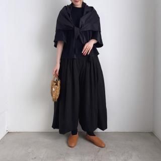 10 HANDCRAFTED MODERN round gather wide pants /0018*PT#IT