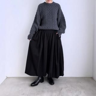 10 HANDCRAFTED MODERN round gather wide pants /0018*PT#IT