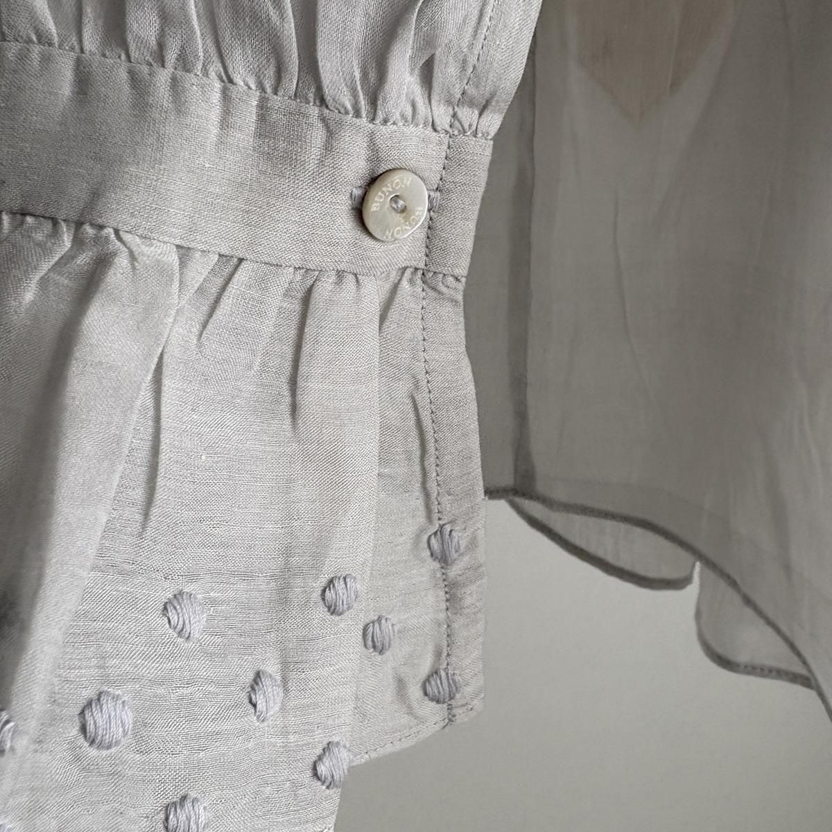 BUNON Khadi Cotton Silk Embroidery Ribbon Gather Blouse