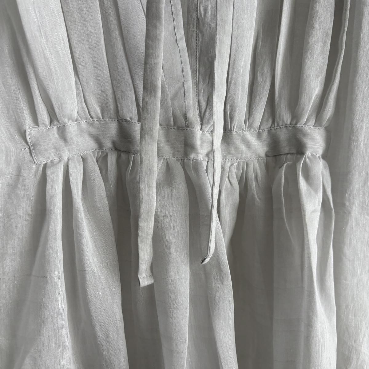 BUNON Khadi Cotton Silk Embroidery Ribbon Gather Blouse