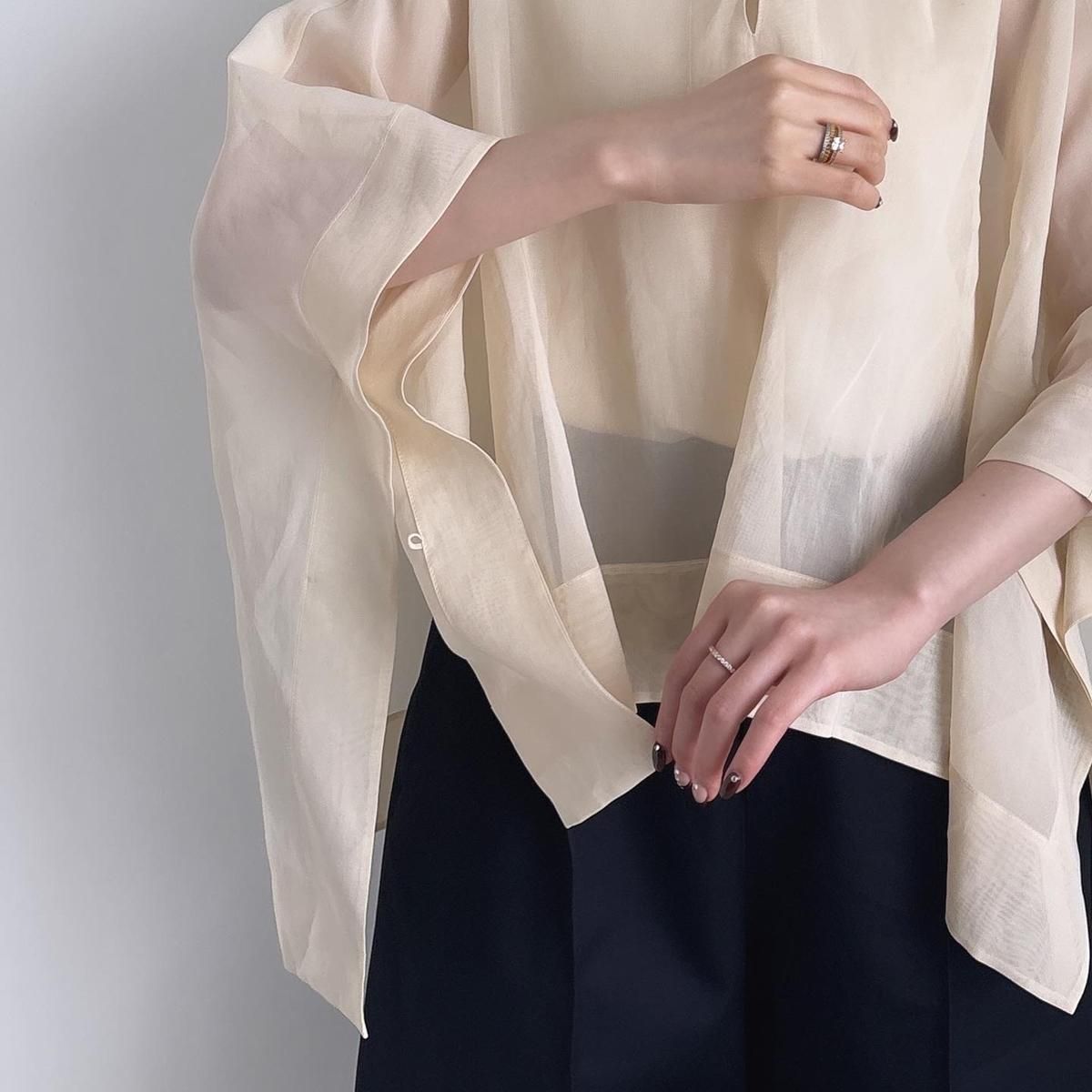 【新品未使用！】Na.e Sheer Ensemble TENNE HANDCRAFTED MODERN organza short cape coat /004*SL#IT
