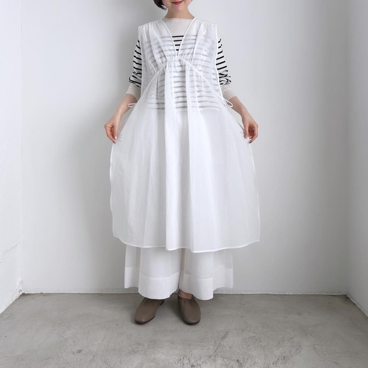 organza 2way long dress (白)｜TENNE HANDCRAFTED M