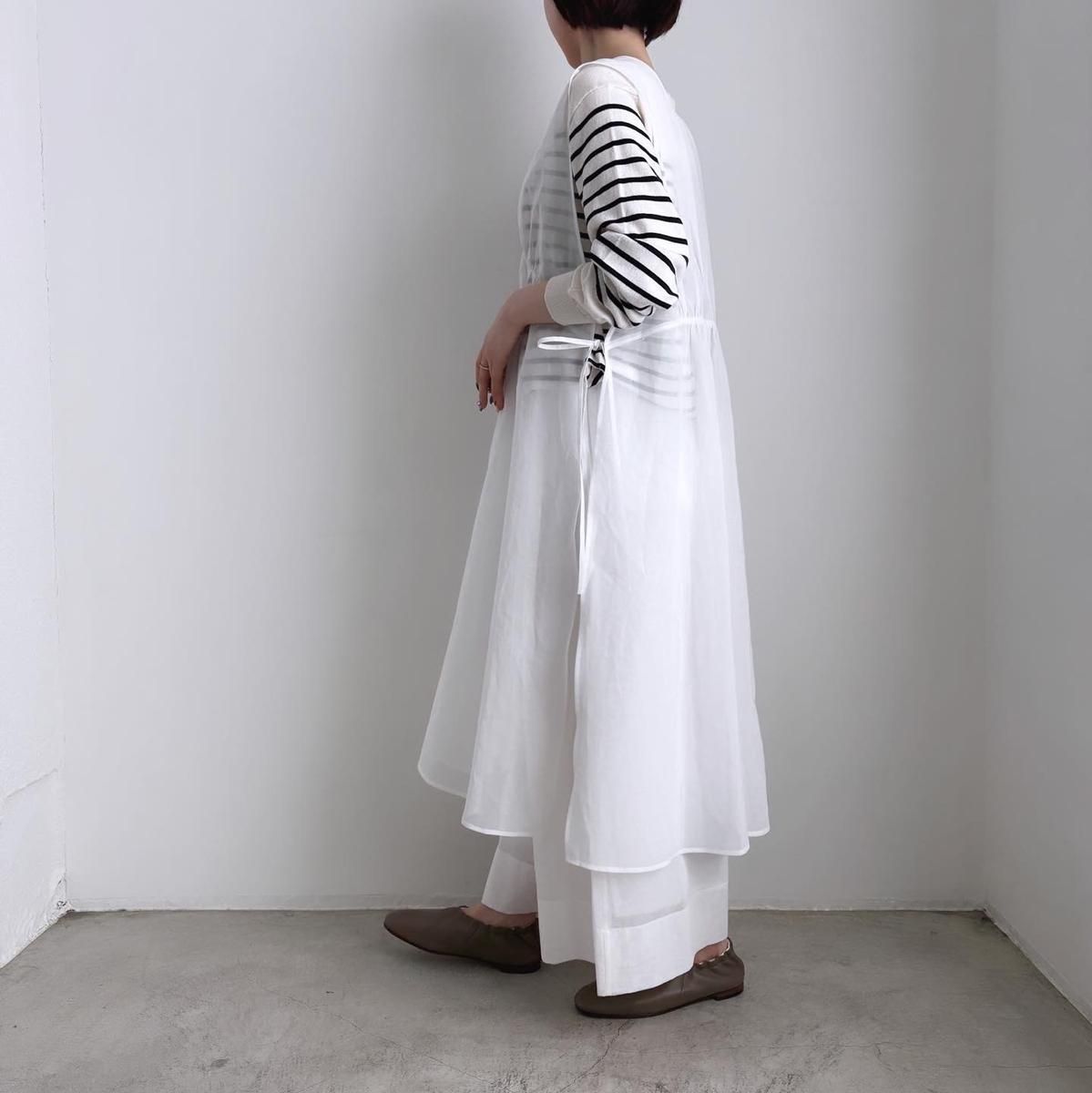 organza 2way long dress (白)｜TENNE HANDCRAFTED M