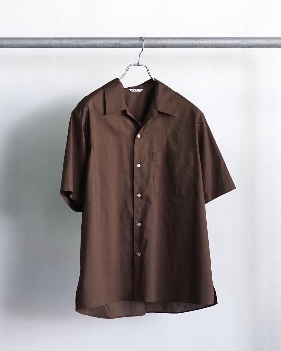 25SS AURALEE WASHED FINX TYPEWRITER OPEN COLLAR HALF SLEEVED