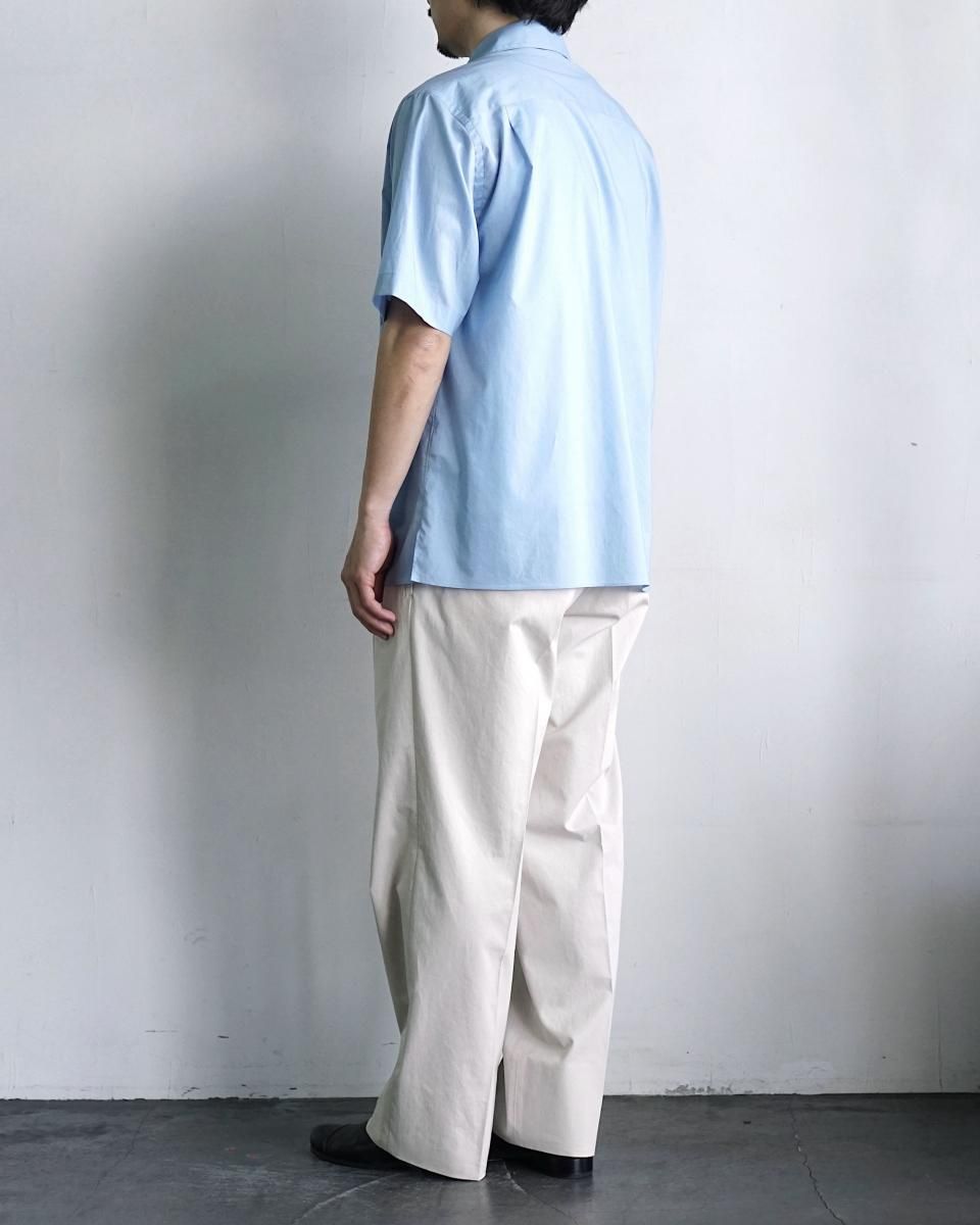 25SS AURALEE WASHED FINX TYPEWRITER OPEN COLLAR HALF SLEEVED