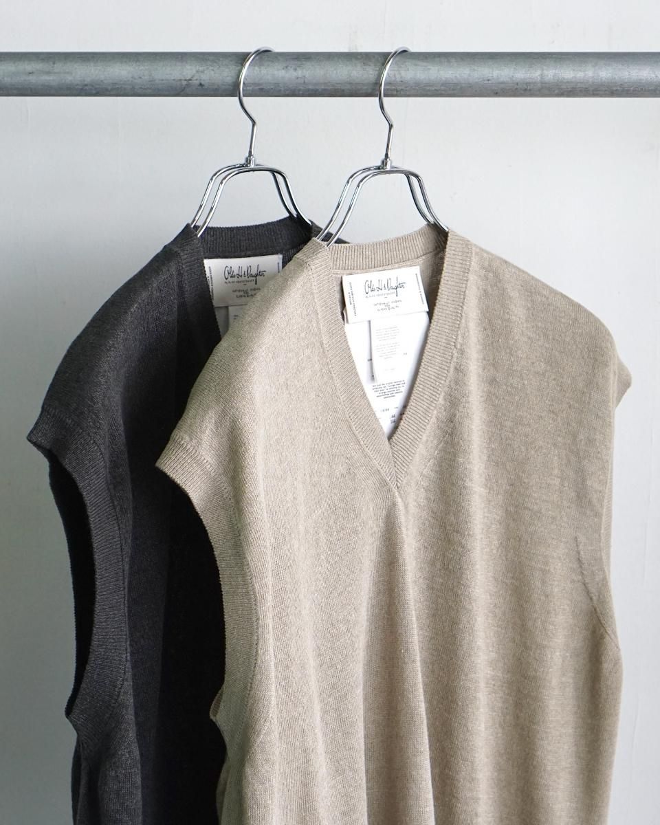 LINEN/SILK PLAIN STITCHE V NECK