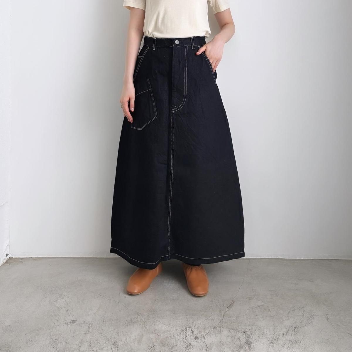 最終価格！mina perhonen デニムロングスカートindigo34 mina perhonen always(オールウェイズ) デニムロングスカート