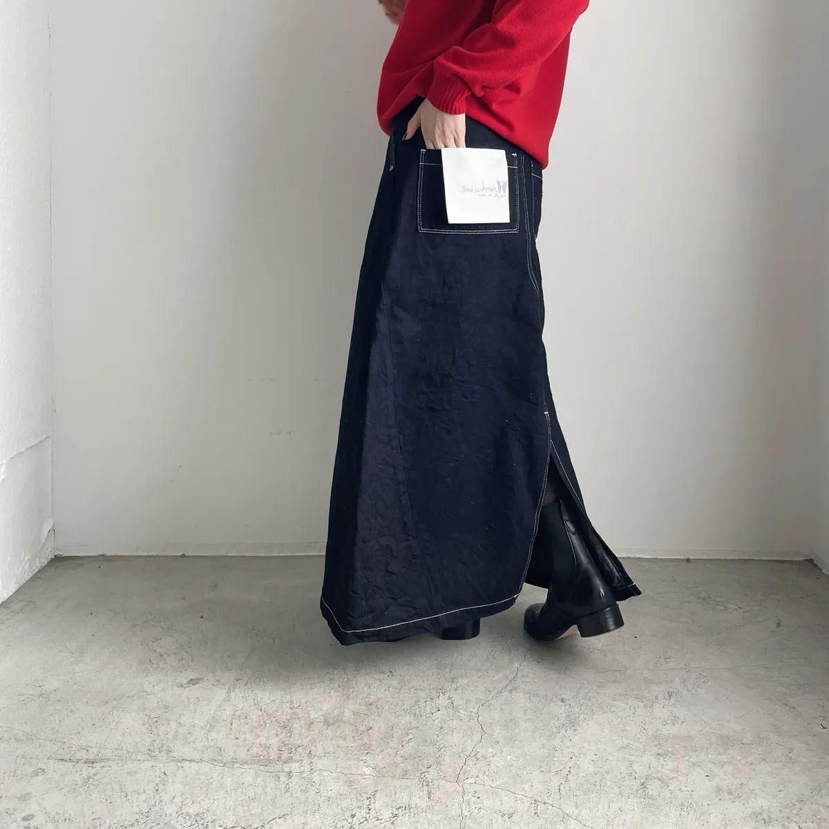 ミナペルホネン　デニムロングスカート　サイズ34 indigo mina perhonen always(オールウェイズ) デニムロングスカート