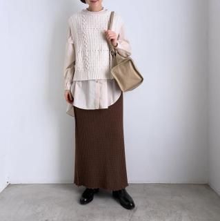 ONICA  cotton-boucle basket skirt/Oni-052*SK#IT