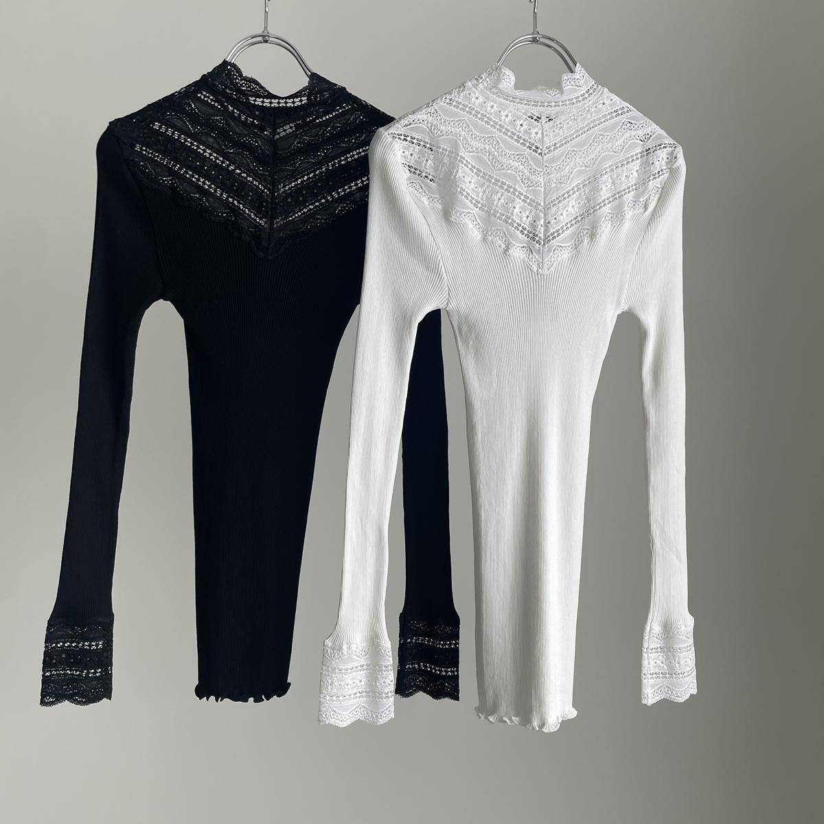 ROSEMUNDE シルクハイネックレース長袖カットソー/5023*CS#IT