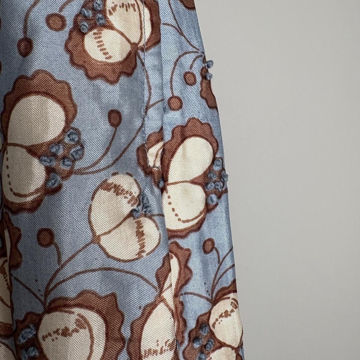 BUNON Kahdi Silk Flower Print ＆ Embroidery Tuck Pants