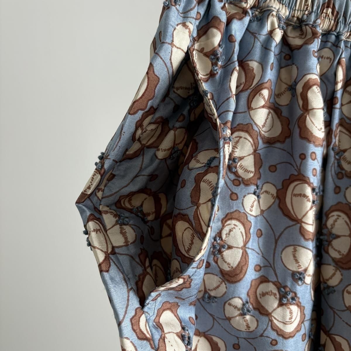 BUNON ブノン Tuck Pants プリントパンツ M シルク Bunon シルクパンツ