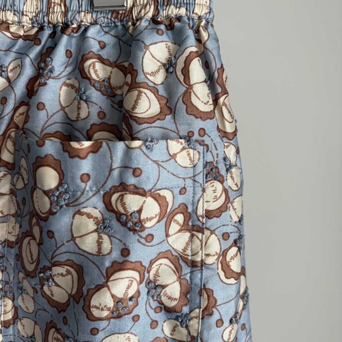 BUNON ブノン Tuck Pants プリントパンツ M シルク ブノン BUNON : Wide Belt Tuck Pants ワイドベルトタックパンツ