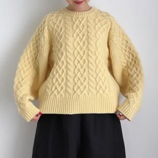 10 HANDCRAFTED MODERN volume sleeve alan knit pullover/0012*KN#IT