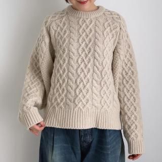 10 HANDCRAFTED MODERN volume sleeve alan knit pullover/0012*KN#IT