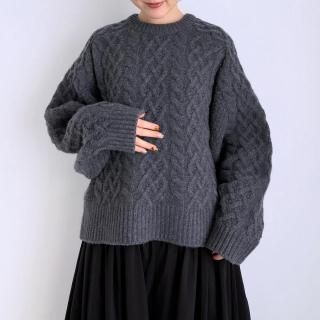 10 HANDCRAFTED MODERN volume sleeve alan knit pullover/0012*KN#IT