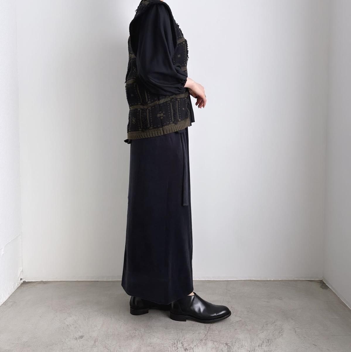 10 HANDCRAFTED MODERN velour pencil skirt /033*SK#IT