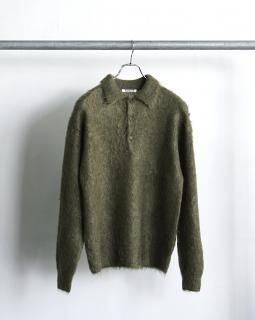 25AW AURALEE BRUSHED SUPER KID MOHAIR KNIT POLO / A25AP01KM*KN#GH