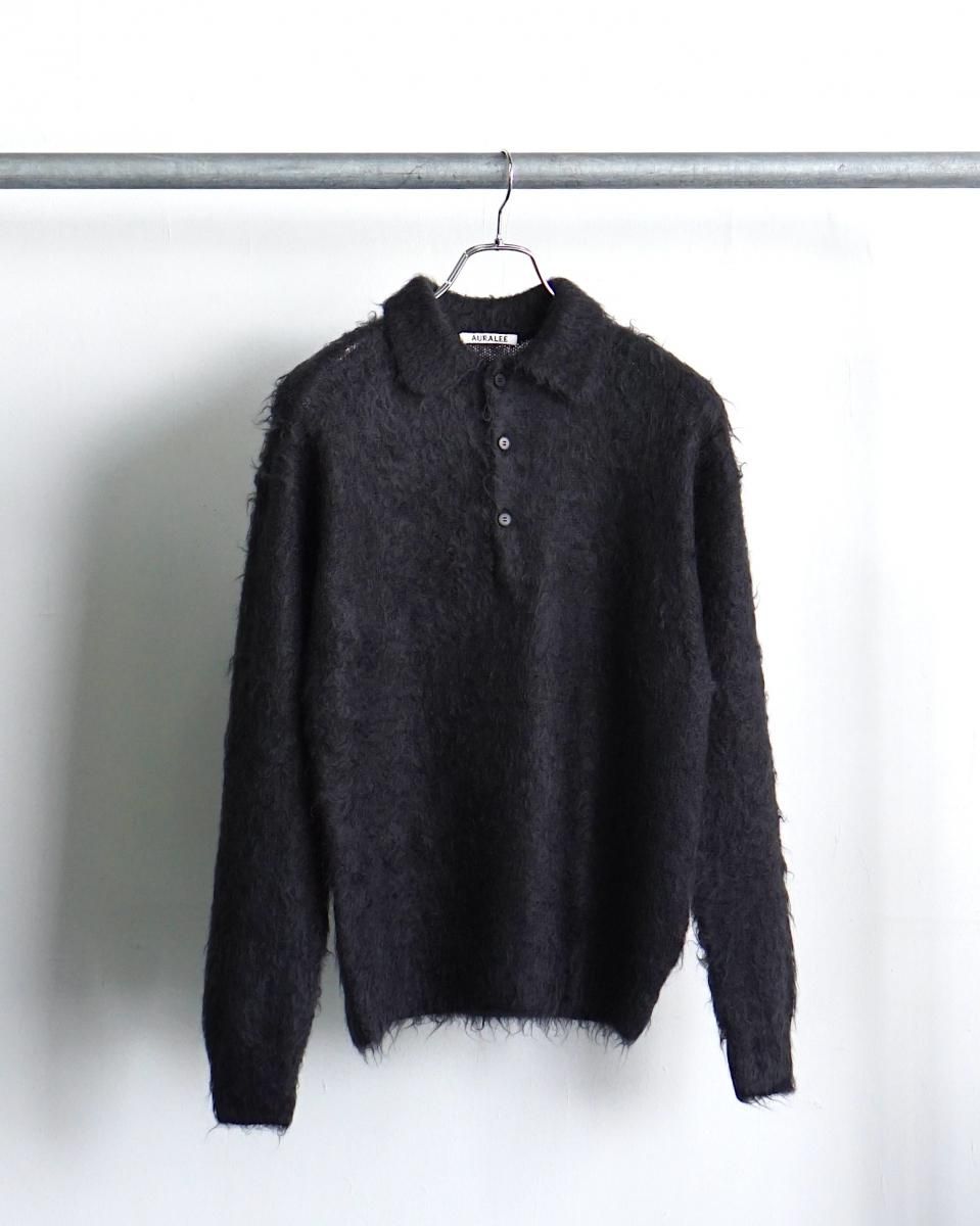 25AW AURALEE BRUSHED SUPER KID MOHAIR KNIT POLO / A25AP01KM