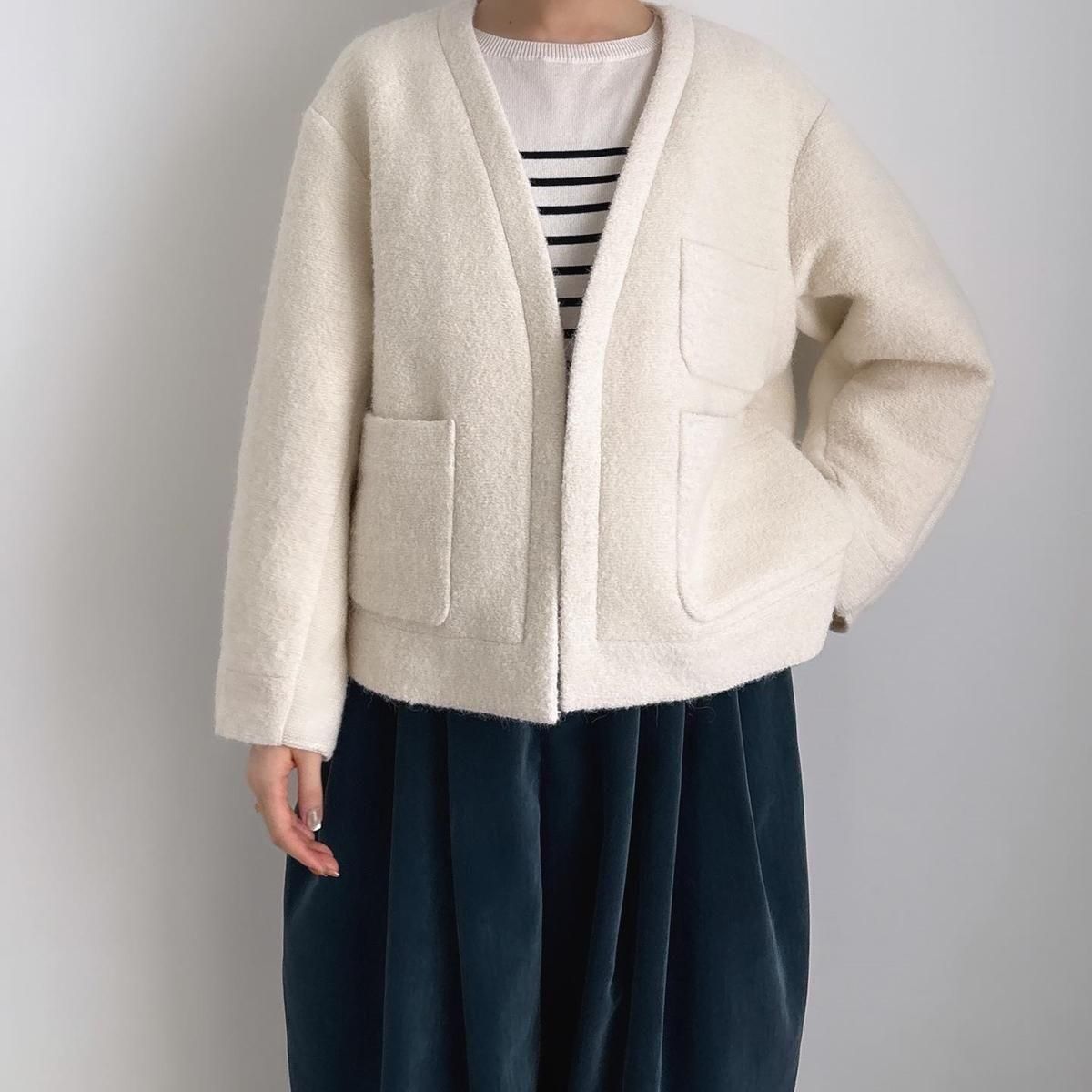 定価69300円 テン ハンドクラフテッド モダン ノーカラーウールジャケット 10 HANDCRAFTED MODERN weave and knit no collar jacket/006*JK#IT