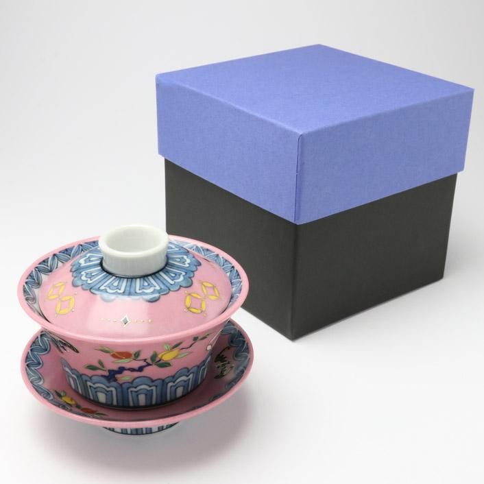 金彩色盛絵 蓋碗 [ピンク]｜伊藤由紀子 - 縁煌 (えにしら) オンライン
