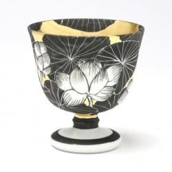 九谷焼　井上雅子　高杯　白い花 井上雅子/九谷焼/陶芸