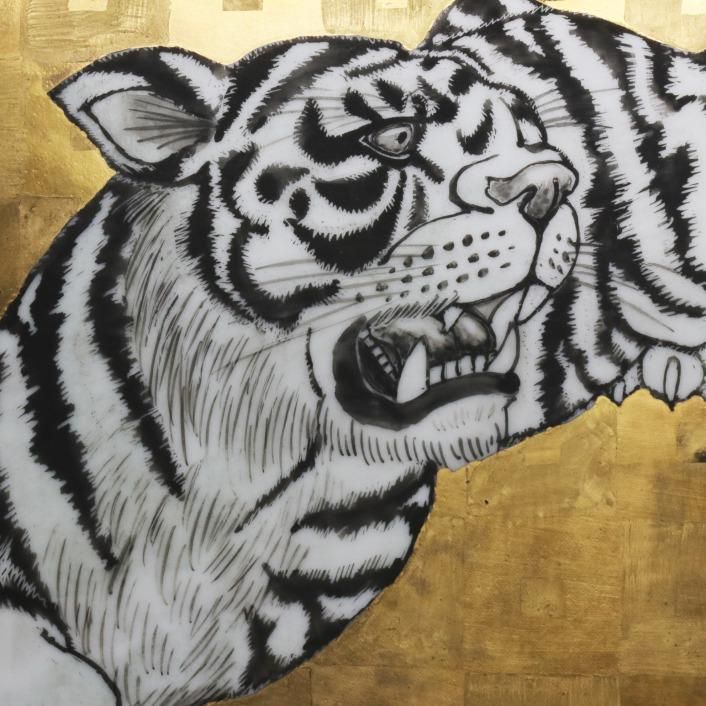 手描き　虎　トラ柄　プレート　イタリア製 手描き 虎 トラ柄 プレート イタリア製 手描き 虎 トラ柄 プレート