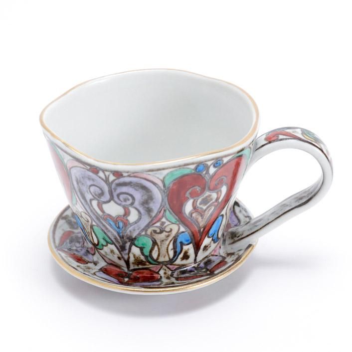 絵画。原画【コーヒーカップの熊ちゃんは喜んでコーヒーを飲みます】 ARITAYAKI STOREオリジナル＊ 有田焼 円左エ門窯 手描き 南蛮人