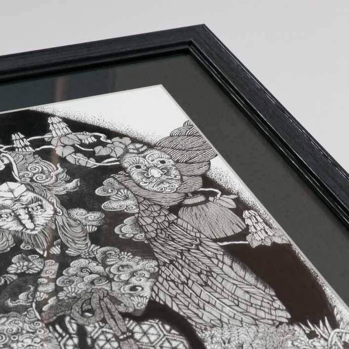 【額縁付】白黒　絵画 天狗 額｜北村紗希 - 縁煌 (えにしら) オンラインショップ ｜公式通販