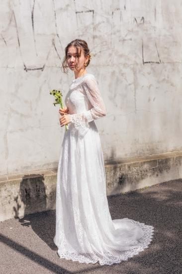 【未使用】結婚式　ウェディングドレス　レース　長袖　前撮り　フォトウェディング