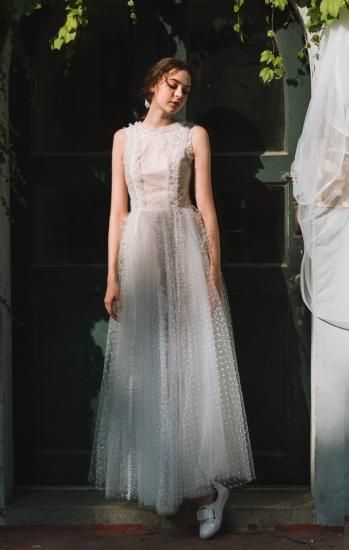 ドット フリル アンクル丈 チュールドレス W Dressproduction ドット フリル アンクル丈 チュールドレス W Dressproduction