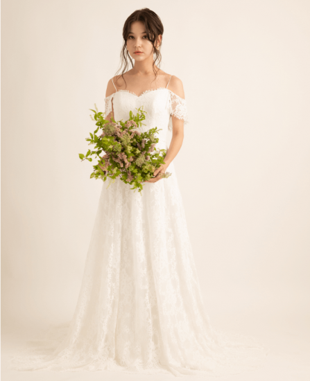 オフショルダー 小花総レース Aラインドレス W192 Dressproduction オフショルダー 小花総レース Aラインドレス W192 Dressproduction