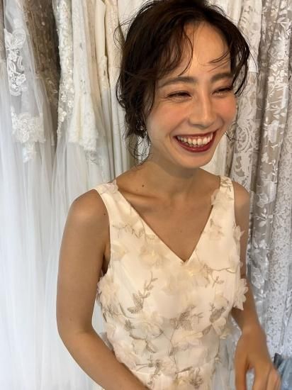 フラワーレース Vネック ノースリーブドレス(W262BE) - DRESSPRODUCTION