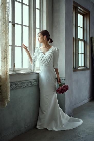 CD CD0187W - Tea Length Shimmering Tulle Wedding Dress with Sheer