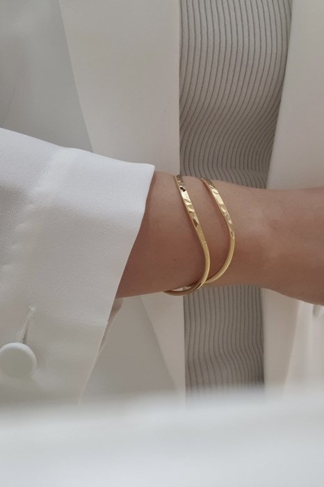 double wavy bracelet<br>gold, silver
