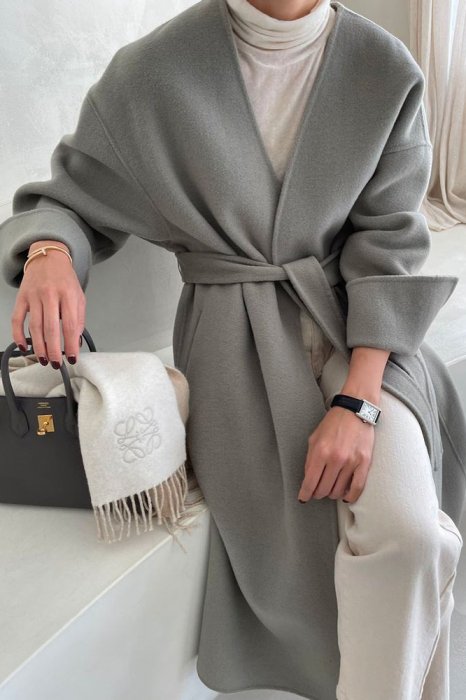 wool90%<br>robe handmade coat<br>mint gray