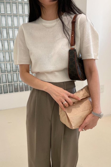 puff half sleeves knit<br>ivory