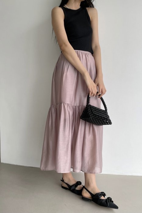 tiered maxi skirt<br>pink
