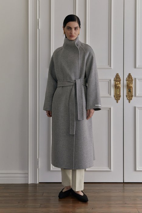 *即日発送*<br>wool 100%<br>high neck<br>hand made coat<br>gray