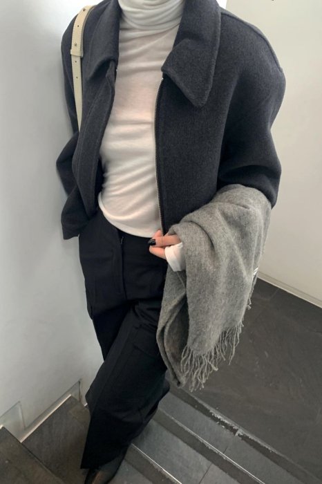 premium wool<br>soft zip up <br>hand made jacket<br>charcoal