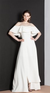 ワンピースタイプ オフショルダー ウェディングドレス花嫁 カラードレス 大きいサイズ ウェディング 白 ワンピース ドレス 