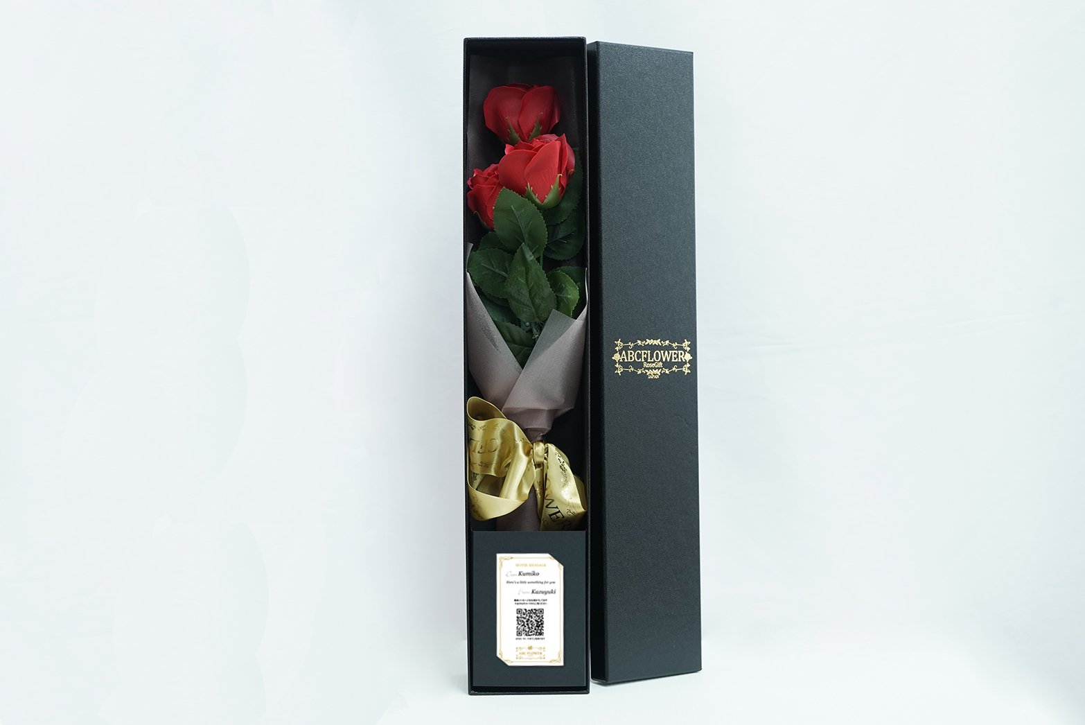ソープフラワー 3本薔薇花束 ギフトボックス