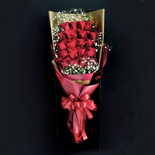 [LoveRose] ボックスブーケ レッドローズ 赤薔薇の花束 20本