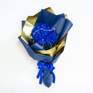 [成人祝い/成人式]パールリボン ブルーローズ バラの花束 青 20本