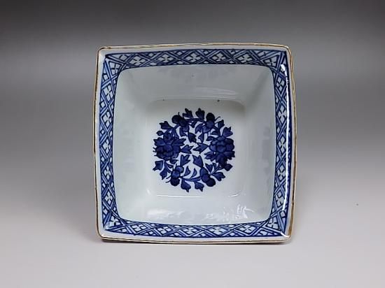 大聖寺伊万里 唐獅子牡丹の図 四方角向付 5客 N1114AS-CZy 大聖寺伊万里